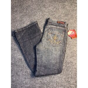 Soul Underground Bootcut Jeans Girls Plus 10.5 Gray‎ Double Stitch Dark Wash